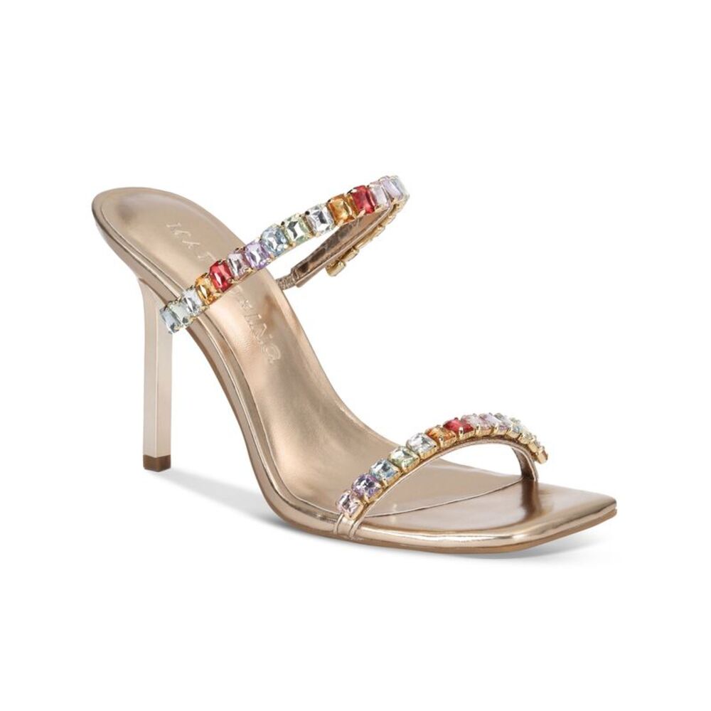 NWT MATEO BY INC Womens Gold Diana Toe Stiletto Slip On Heeled Sandal 5 M